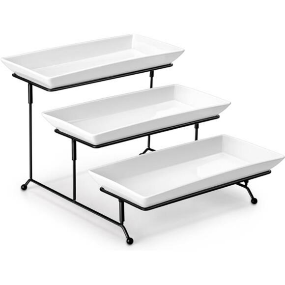 3 Tier Serving Trays for Party, Porcelain Serving Platters and Trays, 12 Inch - Picture 1 of 7